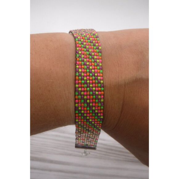 Loom Beaded Bracelet Neon - Picture 1 of 4